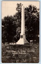 Jackson Minnesota MN Postcard RPPC Photo Monument To Indian Victims 1925 Vintage picture