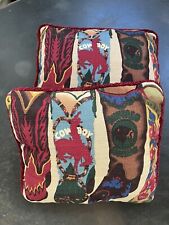 Two Decorative Pillows Western Cowboy Boot Maroon Blue Brown 10