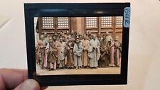 Colored Glass Magic Lantern Slide GUR CHINA CHINESE MONKS IN CULTURAL DRESS RARE picture