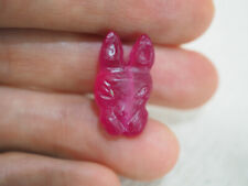 Ancient Pink Raw Ruby Carved Dog Talisman Amulet bead Pendant picture