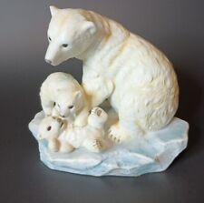 Vtg 1993 Signed Masterpiece Porcelain Homco Endangered Species Polar Bear & Cubs picture