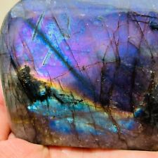 423g Natural Purple Flash Labradorite Quartz Crystal Freeform Mineral Healing picture