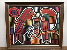 Kuna Indian Mola Textile Parrot Mid Century Embroidered Patchwork 22”x18” picture