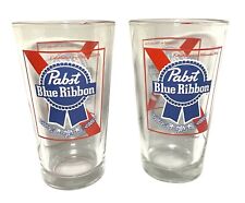Pabst Blue Ribbon PBR Pint Glasses | Dual Logo | Set of Two (2) | New & F/S picture