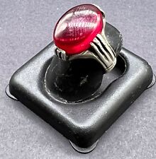 Vintage Red Heated Ruby Stone Pure Sliver Ring Men Women Spiritual Shia Ring picture