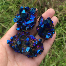 Natural Rainbow Aura Titanium Gemstone Quartz Crystal Cluster Specimens Healing picture