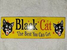 Vintage Black Cat Fireworks Porcelain Sign Gas Oil Plate Forth of July picture