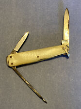 Fine Early 20th C. K-BAR Olean NY. Three blade M.O.P. Pocket Knife with Bail picture