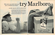 1960 MARLBORO Filter Cigarettes Captain  Sailing Tobacco 2 Page Vintage Print Ad picture