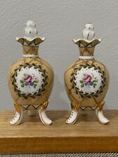 Chinese Painted Porcelain Pair of Scent Bottles w/ French Style Floral Dec. picture