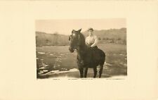 Woman on Horse Gathering Maple Sap Temple New Hampshire VTG 1906 RPPC Postcard picture