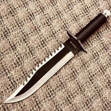 Black Tactical First Blood Rambo Bowie Style Hunting Knife 15.5” Survival Gift picture