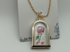 New Disney Beauty And The Beast Belle Enchanted Rose Watch Necklace picture