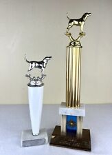 2 Vintage MCM Dog Show Trophies 1965, 1967 “Coonhunters”, “Grade Dog” 14.75” picture