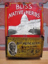 BLISS NATIVE HERBS Antique Tin Advertising Match Holder Sign BLOOD PURIFIER FDA picture