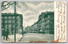 eStampsNet - Main Street Springfield MA 1905 Blue Tint Postcard  picture