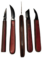 Pakkawood Handle Wood Carving Knife 5 Piece Set Rare Knives Pakistan New VTG  picture
