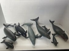 VINTAGE AAA Sea Toy Rubber Figure Killer Sperm Blue Humpback W Calves picture