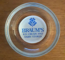 Vintage Braum’s ICE CREAM and DAIRY Stores GLASS Advertising Ashtray picture