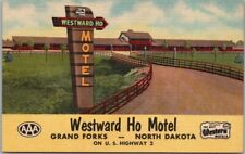 GRAND FORKS, North Dakota Postcard WESTWARD HO MOTEL Curteich Linen c1954 UNUSED picture