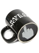 Funny Coffee Mug Cup Great Gag Gift Have A Nice Day Middle Finger Black picture