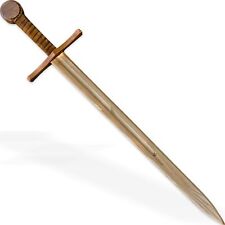 Knight Crusader Beech Wood Pretend Play Practice Sword w/ Leather Wrapped Handle picture