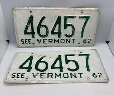 1962 62 Vermont VT License Plate See Vermont # 46457 Pair picture