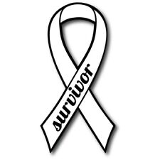 White Lung Cancer Survivor Ribbon Car Magnet Decal Heavy Duty 3.5