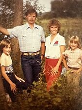 Vintage Awkward Family Photo Pretty Blonde Girl Color Cleveland Oklahoma 1982 picture