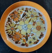Vintage '70's serving Baret Ware tray Orange Flowers Hippy Mod picture