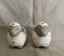 Vintage Sheep Salt and Pepper Shakers with Pink and Purple Polka Dots picture