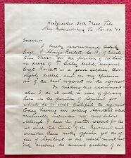 1862 LETTER COL. HENRY BOWMAN 36th MASS. VOL's. FREDERICKSBURG to MASS. GOVERNOR picture
