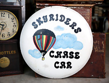 Vintage Circus Carnival Metal Button Sign Skyriders Hot Air Balloon Rides Old picture