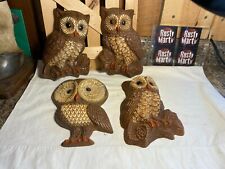 Lot of 4 Vintage Hard Pressed Styrofoam Owl Wall Hangings picture