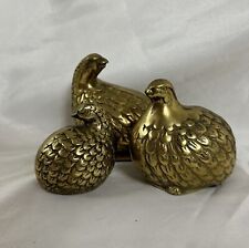 Vintage Brass Quail Family Figurines Set of 3 Birds Home Decor picture