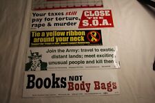 anti war Bumper Sticker lot of 4 close the SOA, Books not body bag Join the army picture
