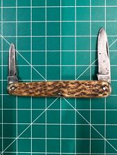 Vintage Stiletto Cutlery Co. Sleeve board Pen Knife Carbon Steel Jigged Handles  picture