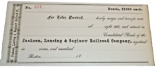 1866 JACKSON LANSING & SAGINAW MICHIGAN CENTRAL NYC UNUSED BOND RECEIPT picture