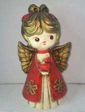 Holt Howard Vintage Christmas Chalkware Angel Golden Hair& Wings Bird Kitsch MCM picture