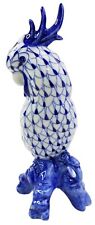 Vintage Andrea By Sadek Blue & White Fishnet Pattern Porcelain Cockatoo Parrot picture
