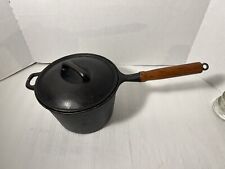 Vintage  8” Cast Iron Sauce Pot w/ Wood Handle and Lid Taiwan picture