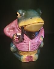 Vintage  Majolica Pipe Smoking Frog Humidor 7.75” H picture