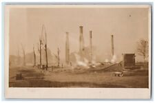 c1910's Factory Fire Disaster Dirt Road RPPC Photo Unposted Antique Postcard picture