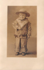 RPPC Very Cute Young Child Dressed As A Cowboy Holding c1910 Postcard 8626 picture