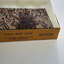 Eaton’s Note Card Envelope Paisley Beige VTG 1970s Masculine Stationery Letter picture