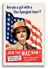 1940s “Join the WAC now” WWII Historic Propaganda War Poster - 16x24 picture