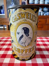 Antique Caswell’s Coffee Tin Yellow and Blue Brand 3 LBS. picture