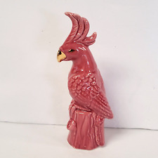 Pink Cockatoo Parrot Figurine Gold Beak and Eyes Modern Reproduction NEW picture