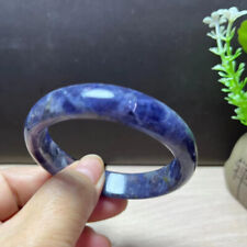 55mm Natural Blue Iolite Crystal Gemstone Bangle Bracelet Handmade AAA picture