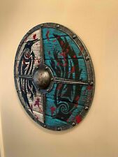 Viking Shield Wooden Medieval Raven Battle Warrior Knight Shield Armor Role Play picture